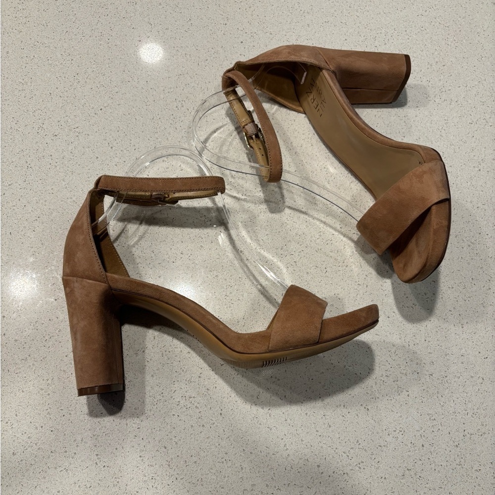 Tan Suede Heeled Sandals, size 9.5W - Picture 5 of 8